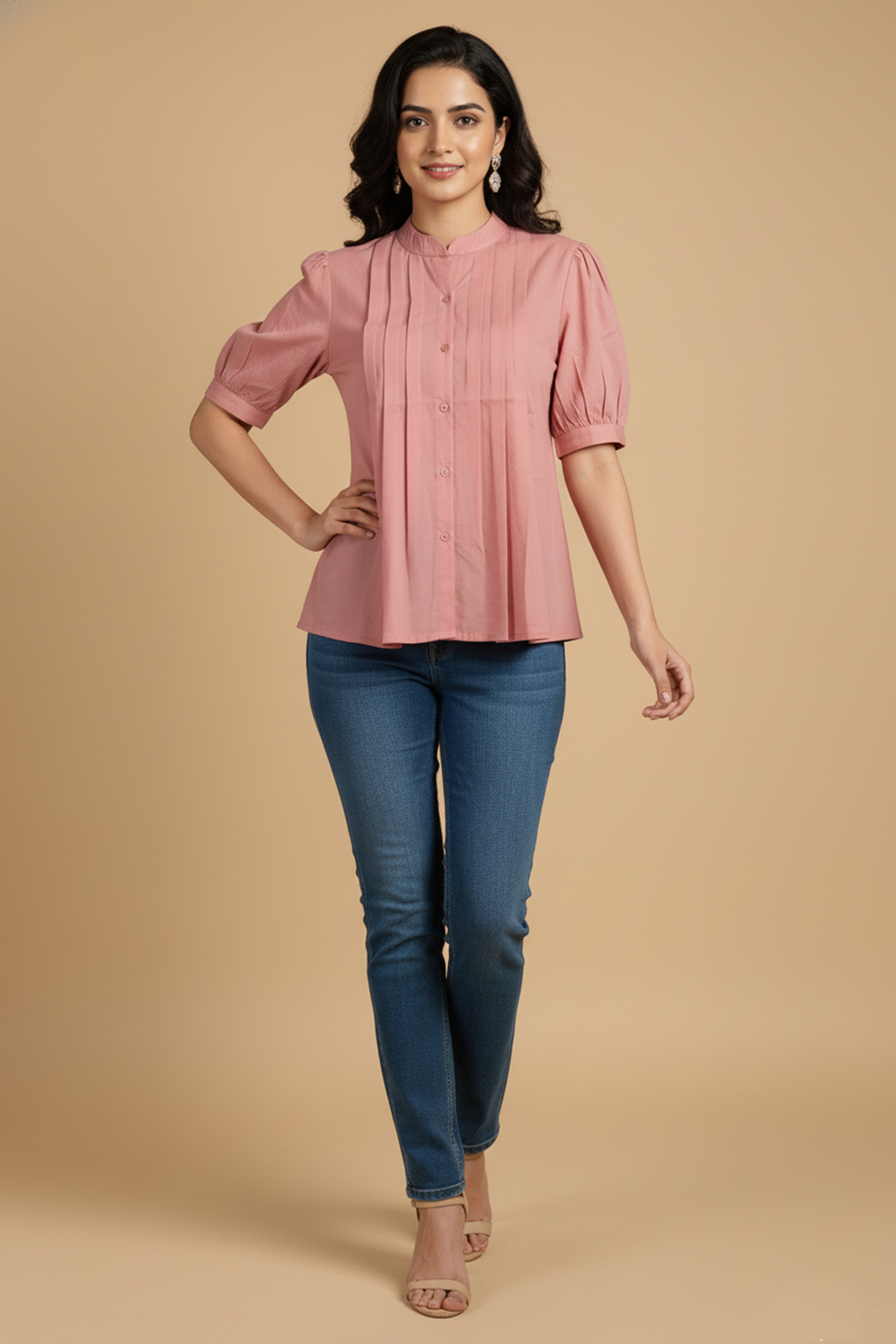 Trendy Pink Solid Pattern Pure Cotton Top for Effortless Everyday Styling