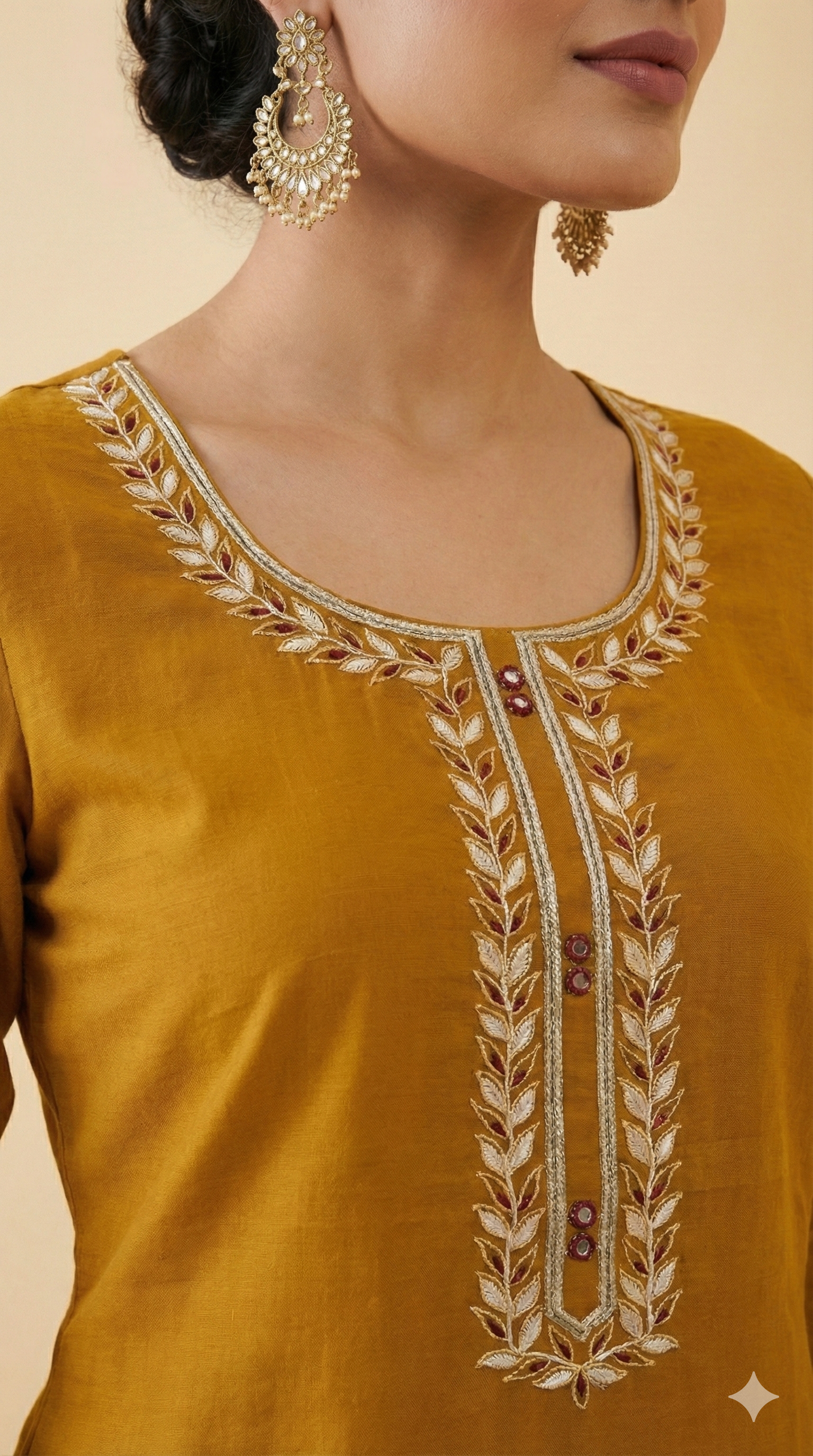 Mustard Straight-Cut Pure Cotton Salwar Suit Featuring Delicate Thread Embroidered Detailing