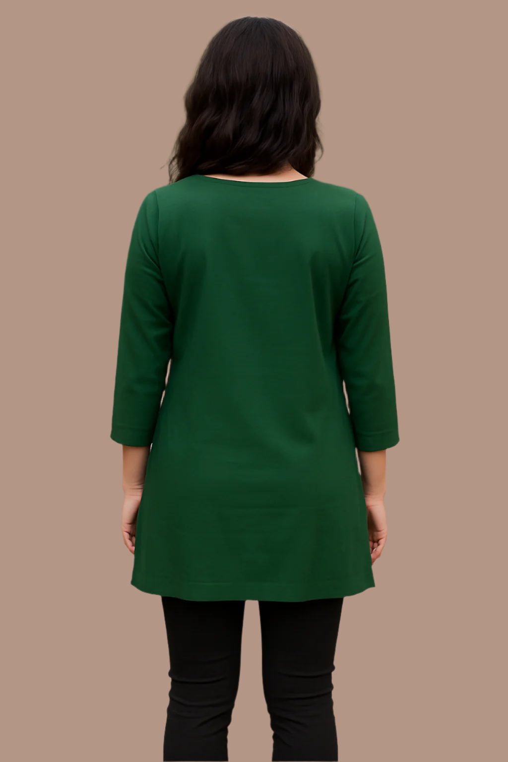 Green Yoke Embroidered Rayon Straigth Top