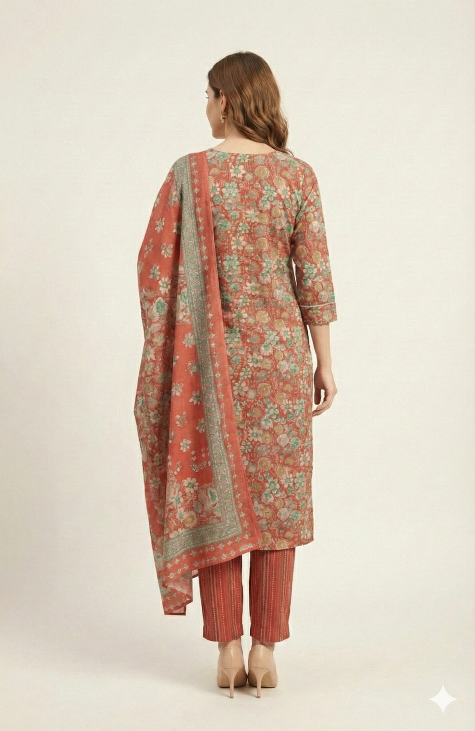 Gajari Pink Floral Printed Pure Cotton Suit