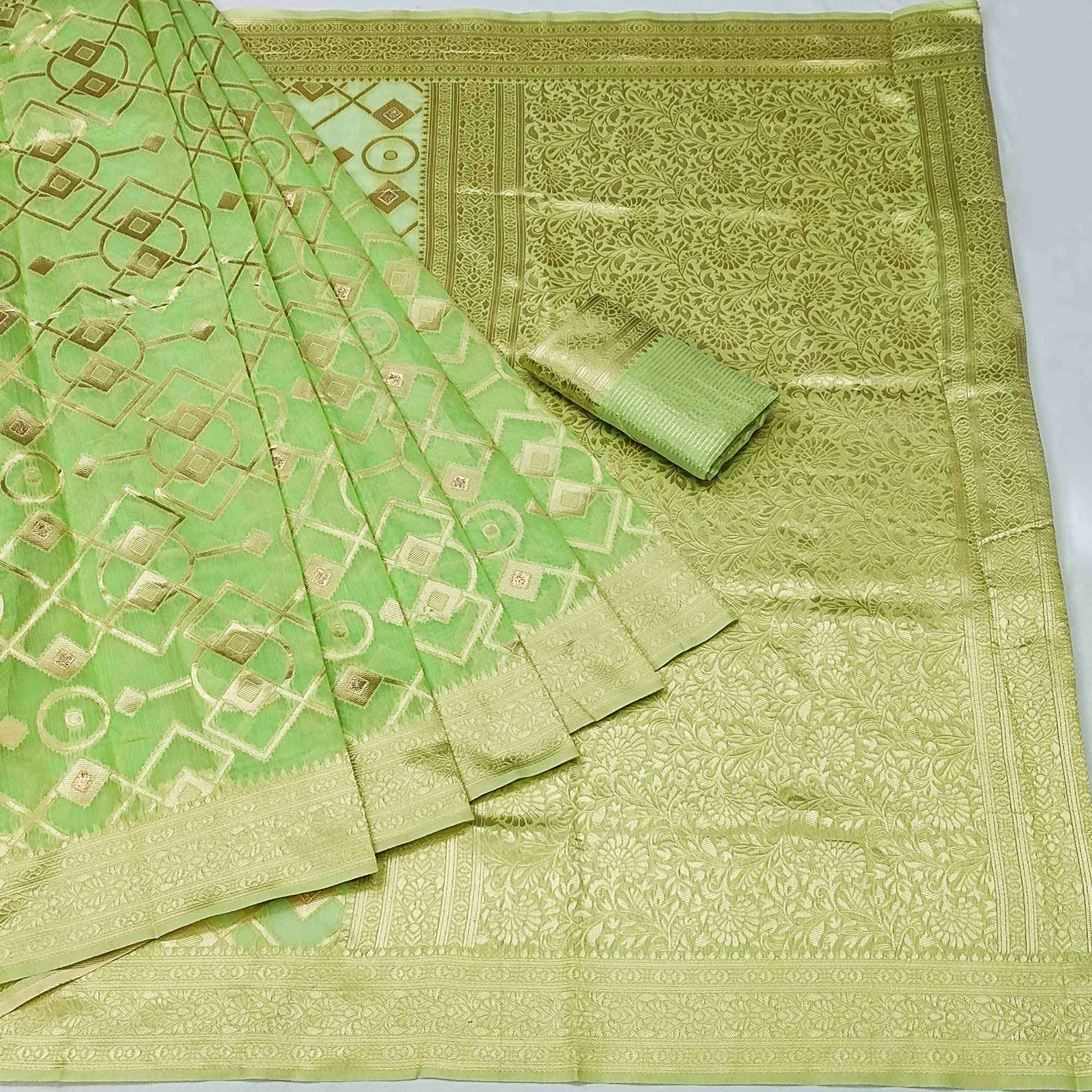 Green Woven Jacquard Saree