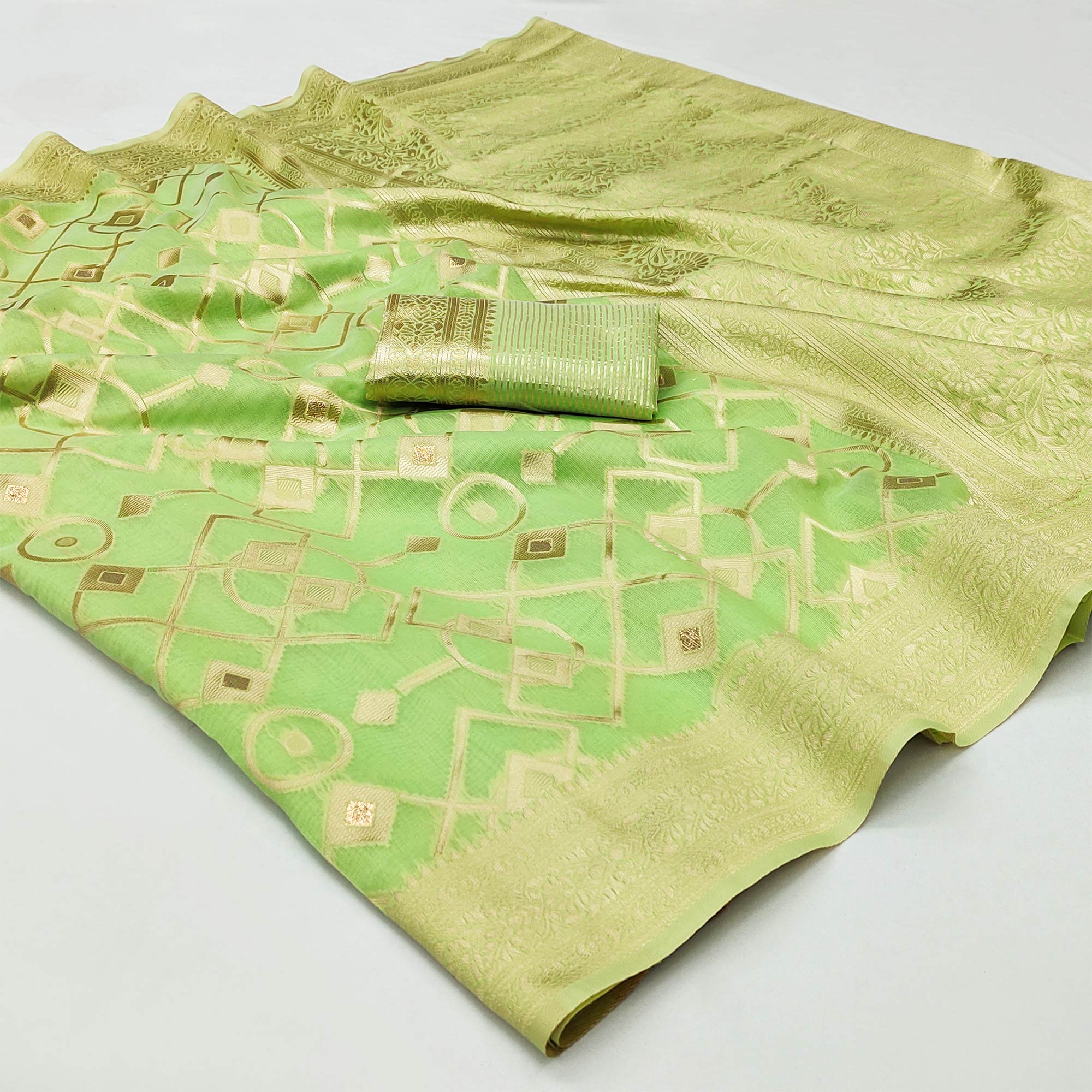 Green Woven Jacquard Saree