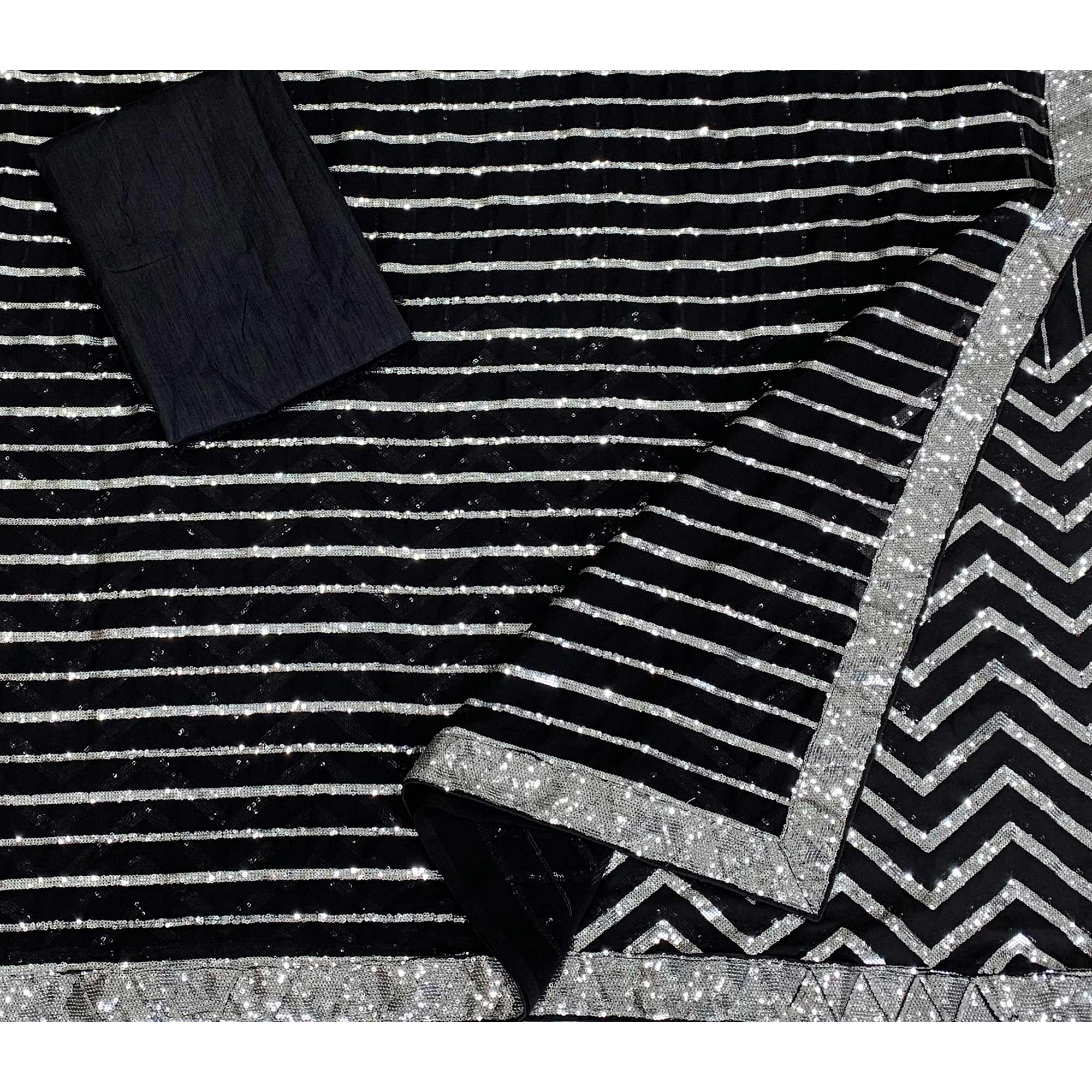 Black Sequins Embroidered Georgette Saree