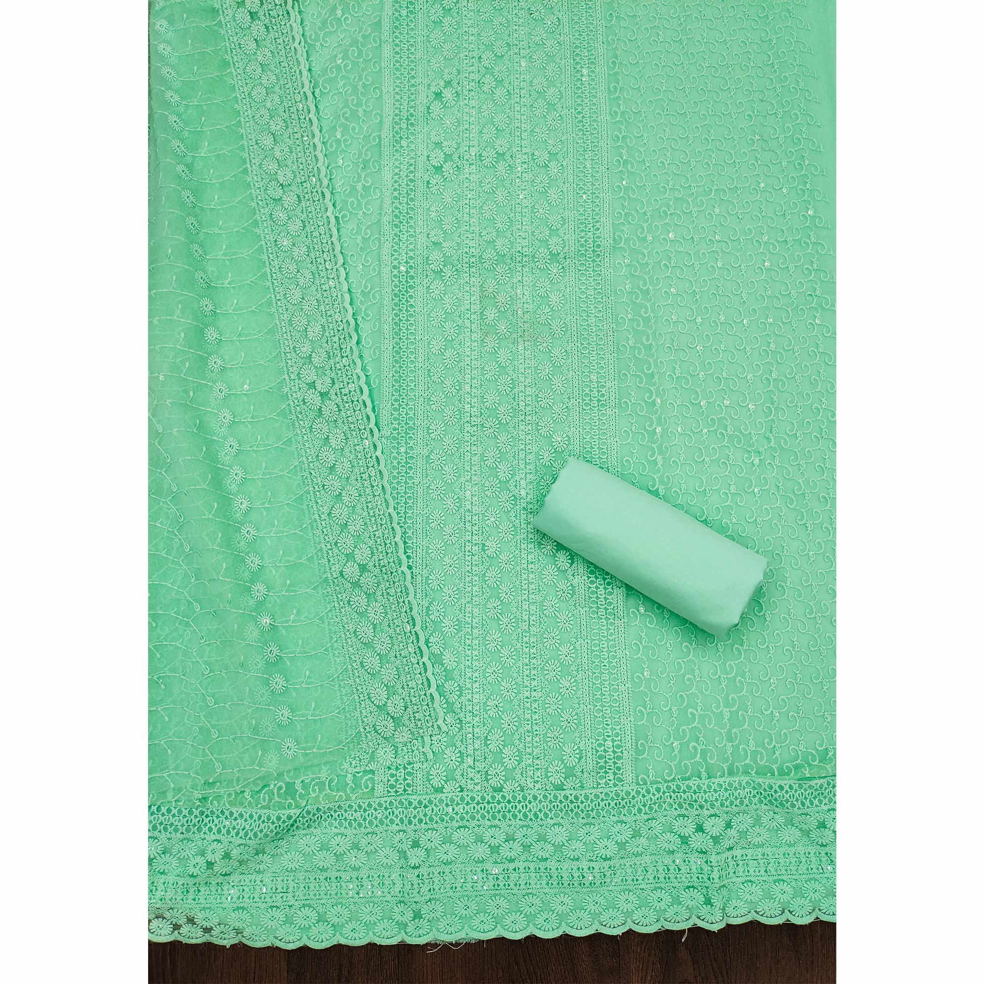 Sea Green Lucknowi Embroidered Georgette Suit