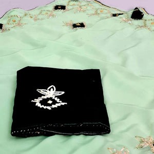 Green Gota With Patch Work Chiffon Saree