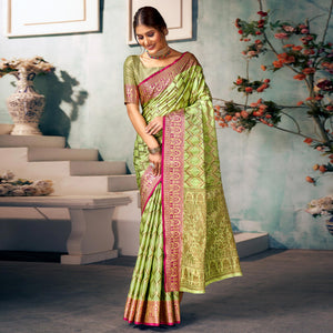 Green Woven Banarasi Silk Saree