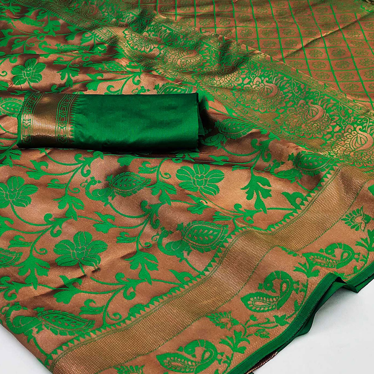 Green Woven Cotton Silk Saree