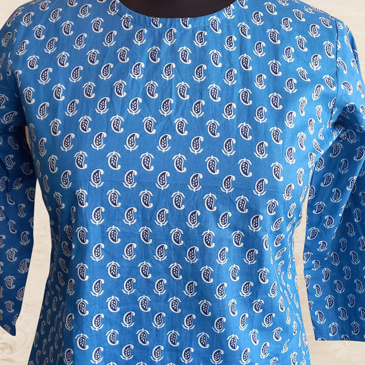 Blue Paisley Printed Pure Cotton Top