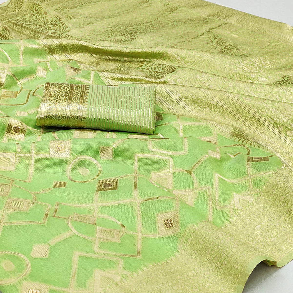 Green Woven Jacquard Saree