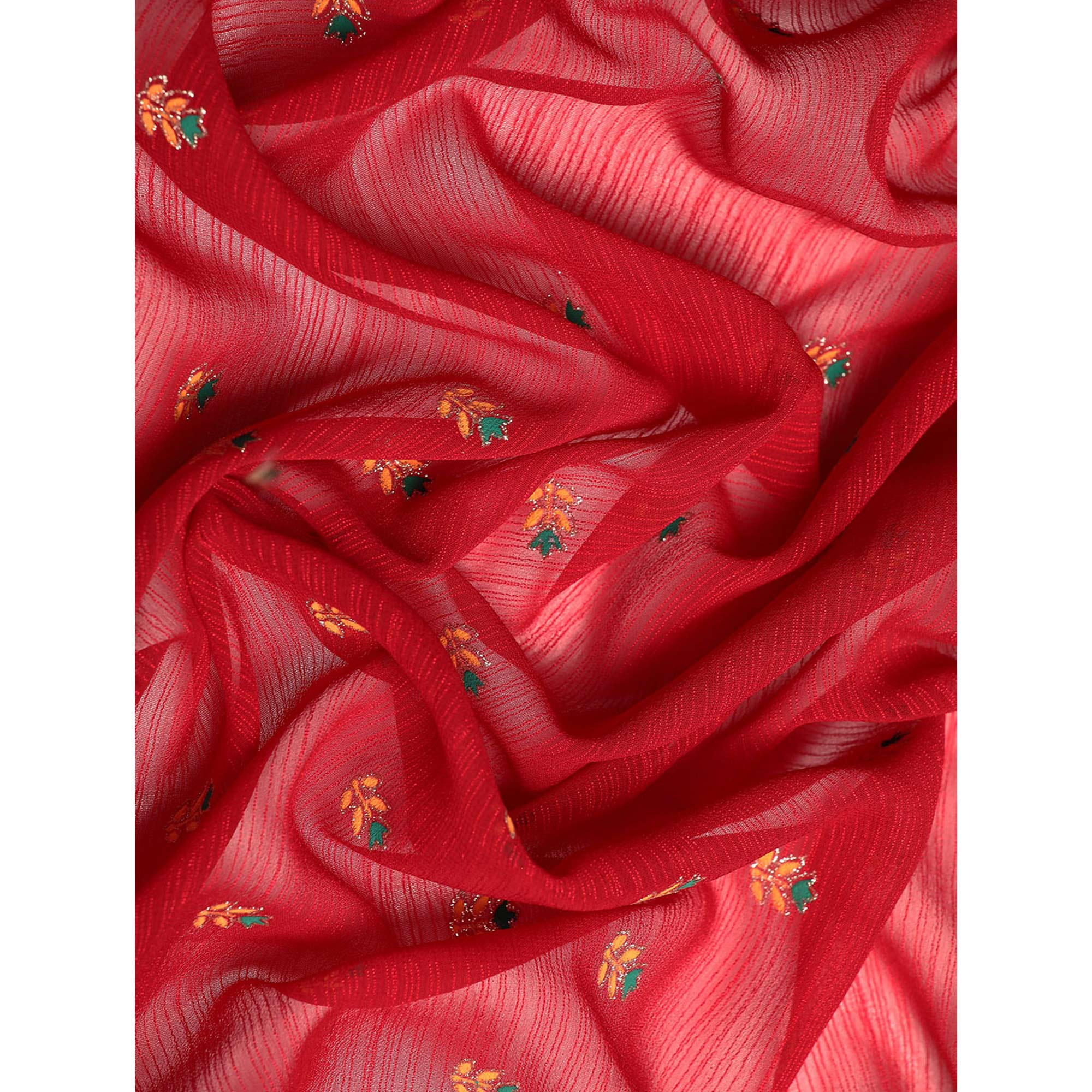 Maroon Embroidered Chiffon Saree