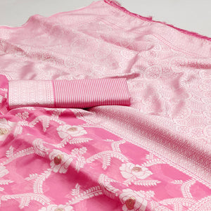 Pink Woven Jacquard Saree