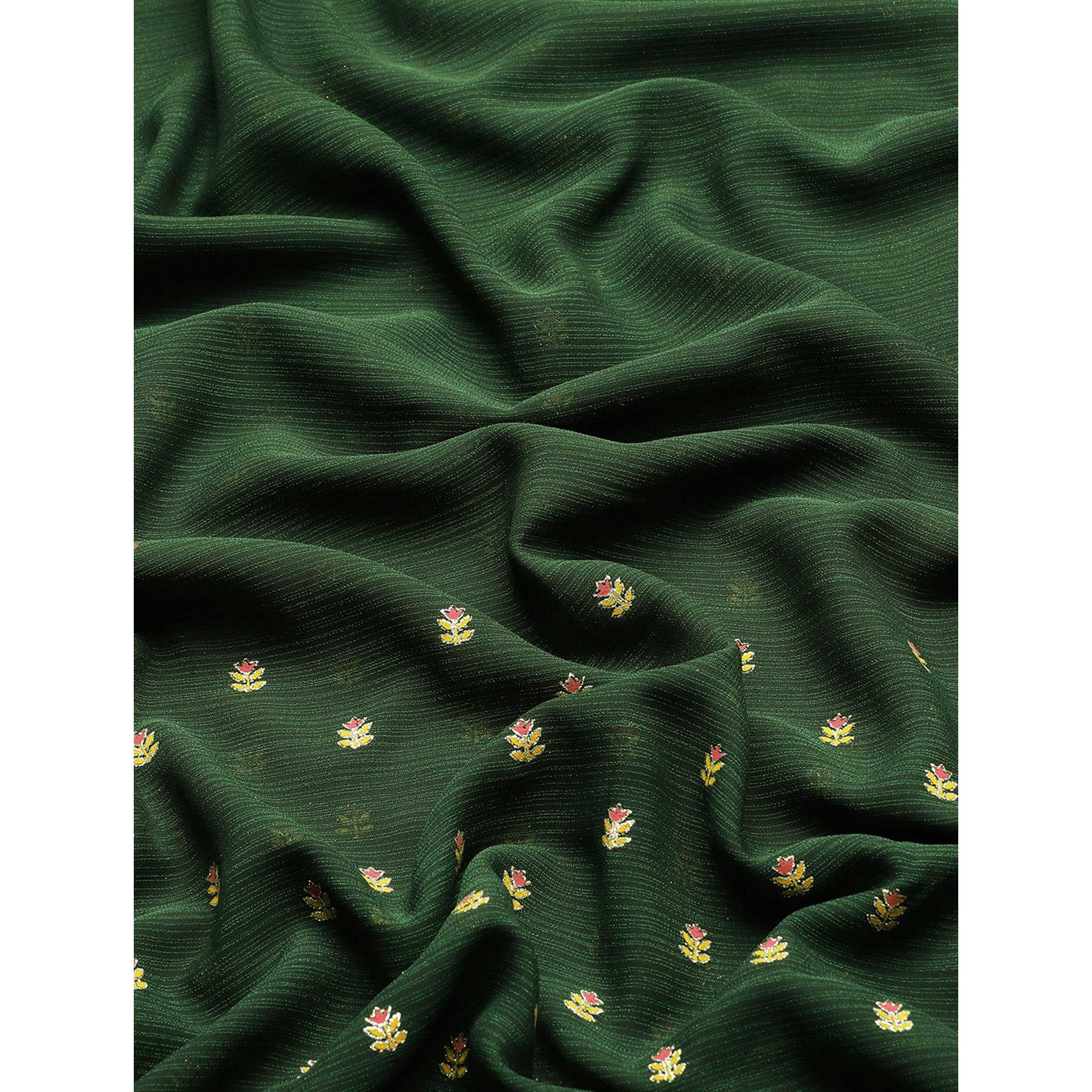 Green Embroidered Chiffon Saree