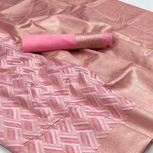 Pink Woven Linen Saree