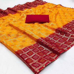 Yellow Foil Printed Kota Doria Saree