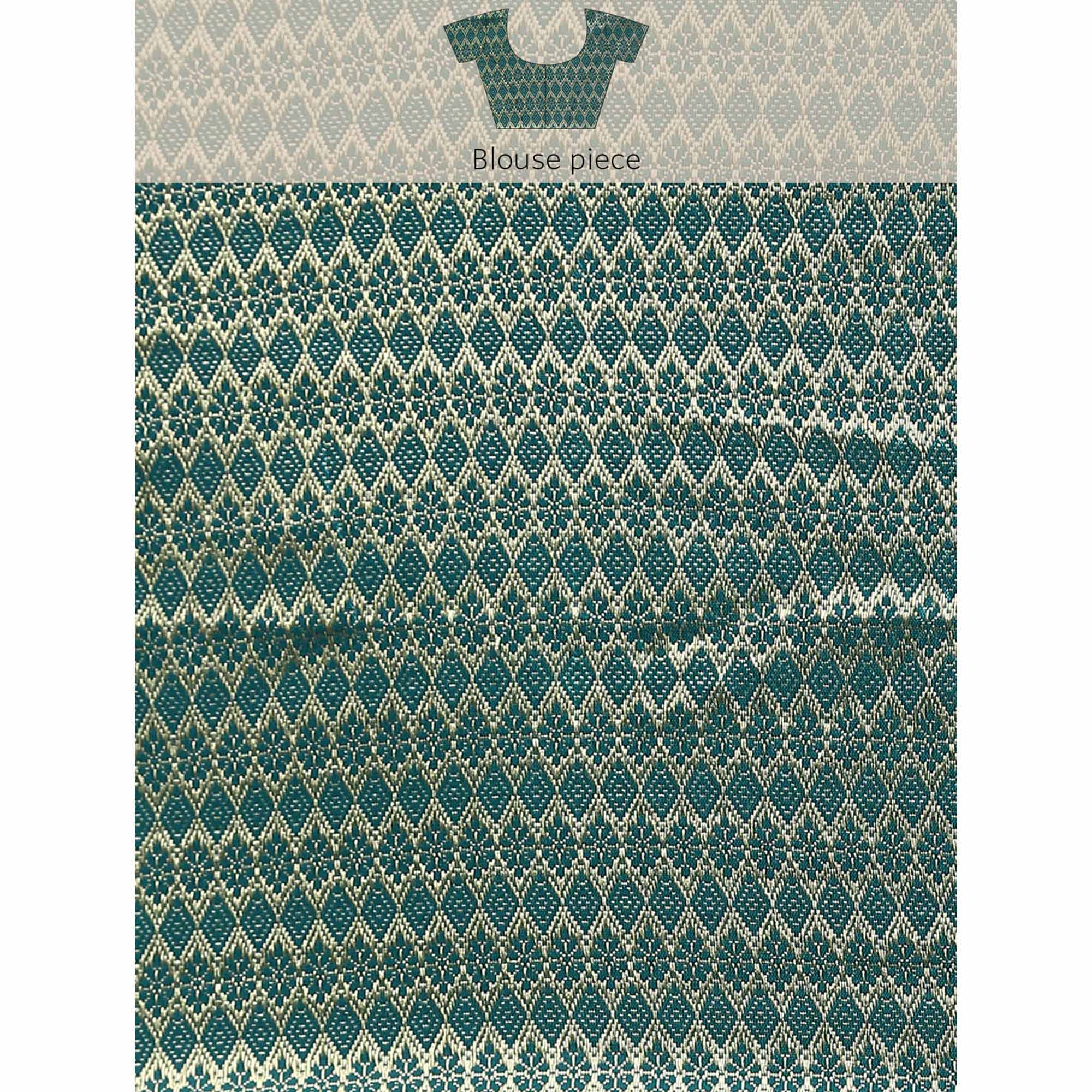 Turquoise Blue Swaroski Work With Woven Border Satin Saree