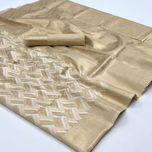 Chikoo Woven Linen Saree