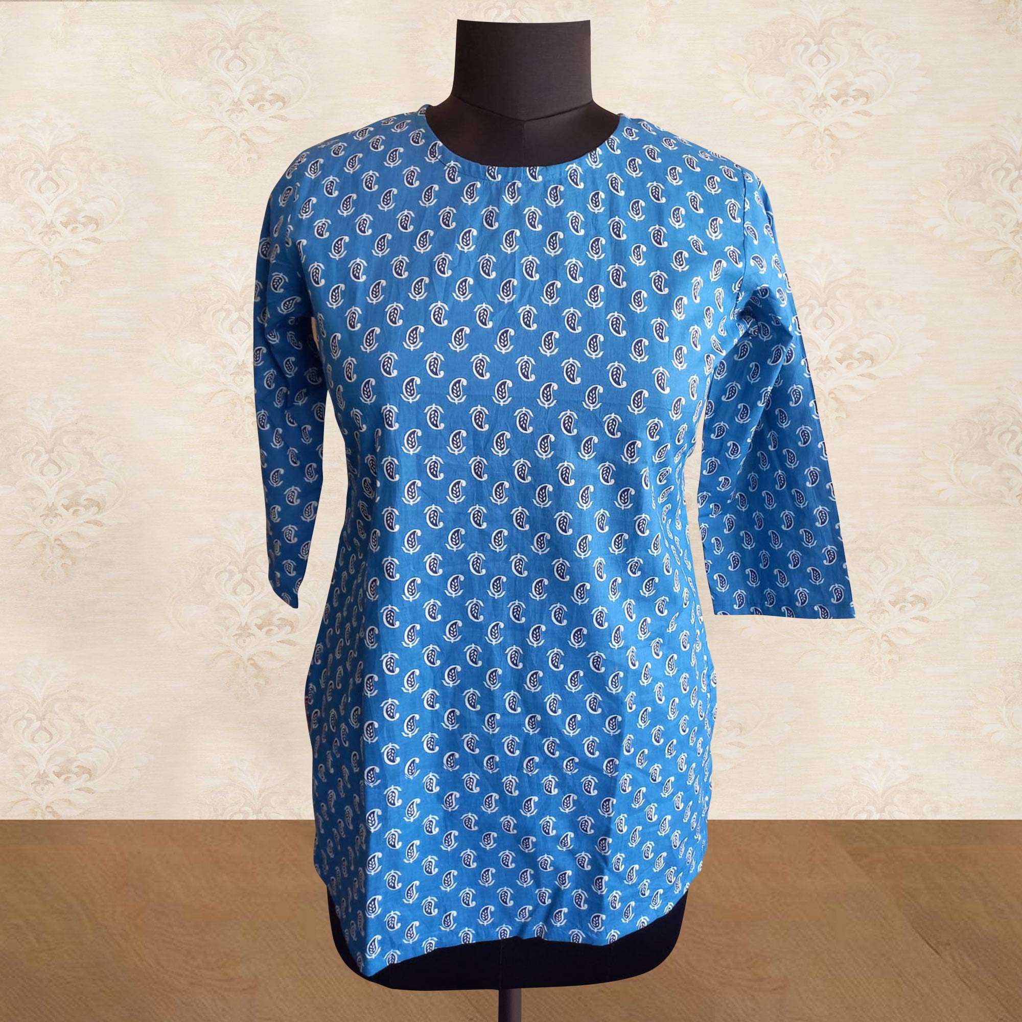 Blue Paisley Printed Pure Cotton Top