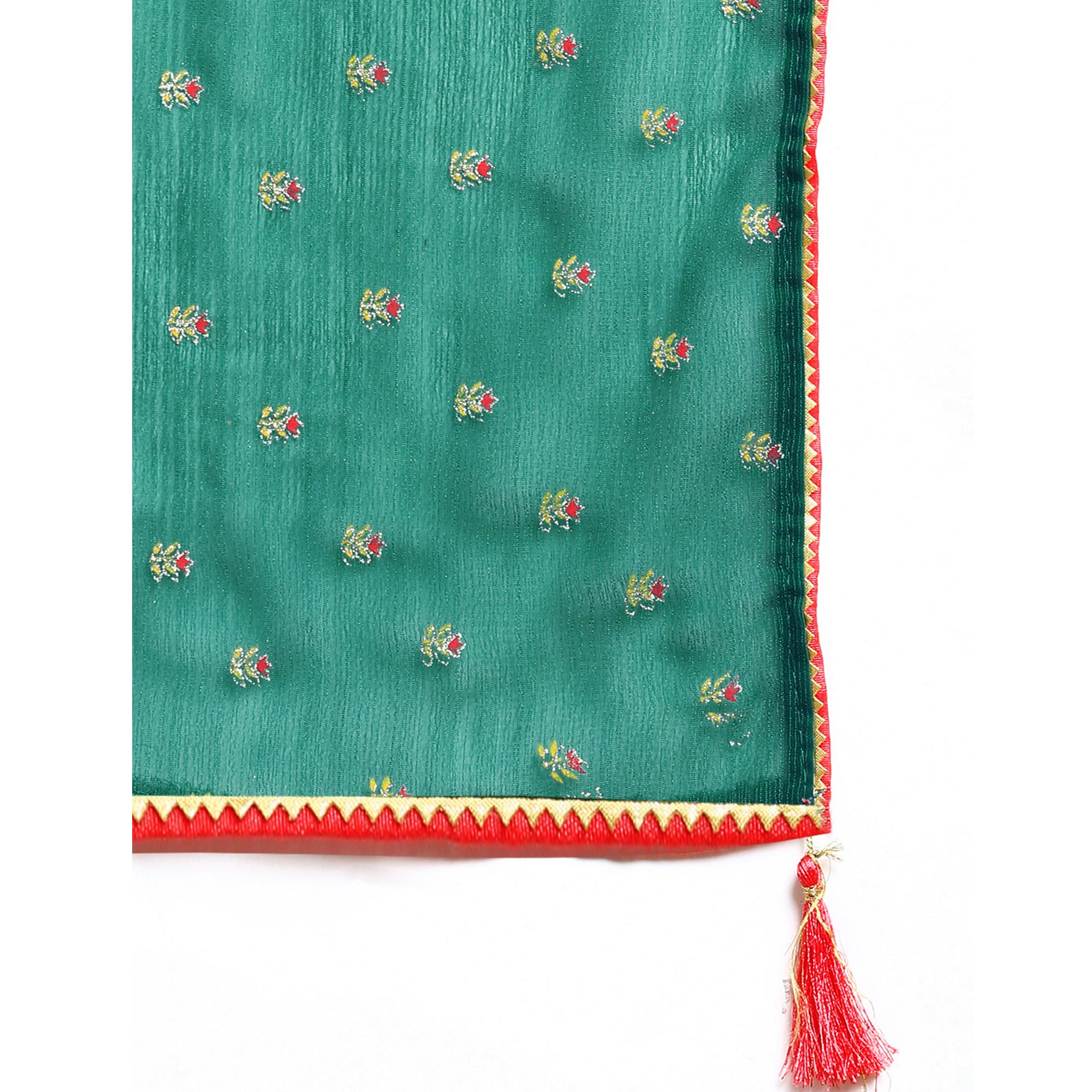 Rama Blue Embroidered Chiffon Saree