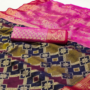 Multicolor Pink Woven Cotton Silk Saree