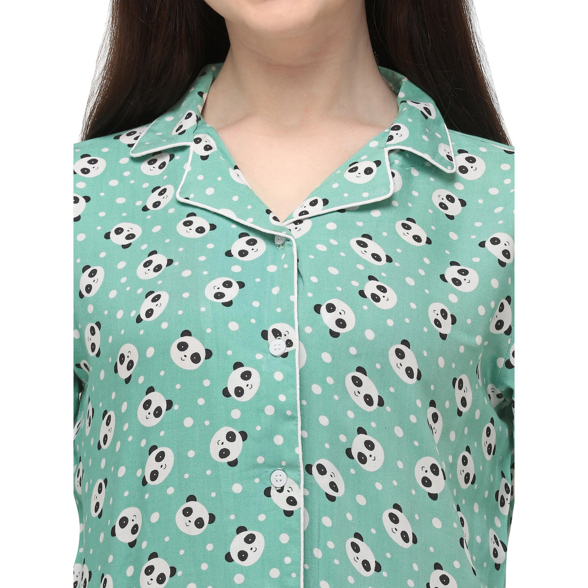 Green Casual Wear Printed Rayon Night Suit - Image 1