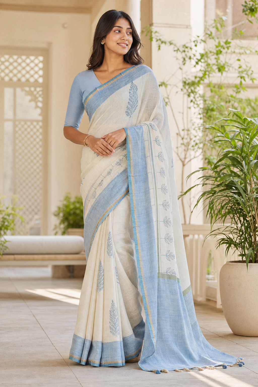 Shop breathable linen sarees
