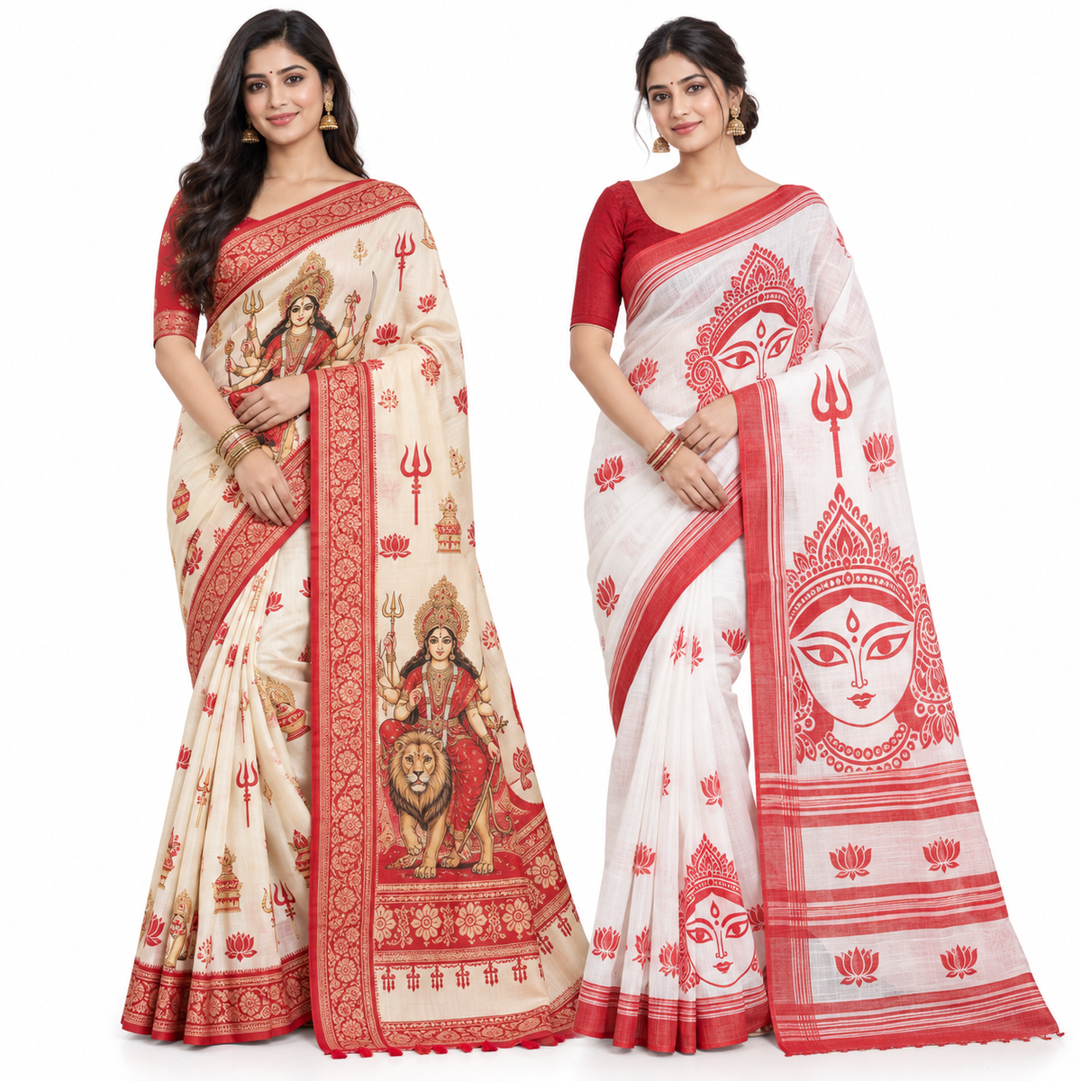 Peachmode Durga Maa Saree Duo