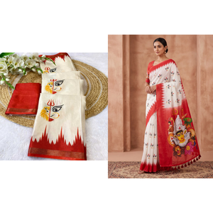 Peachmode Durga Puja Festive Saree Duo