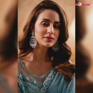 Turquoise Sequins Embroidered Georgette Saree