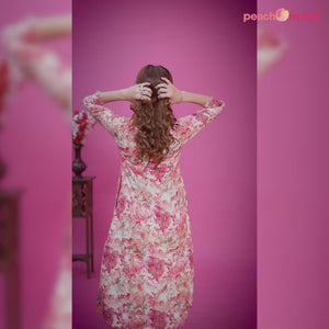 Pink Floral Foil Printed Rayon Co-Ord Set