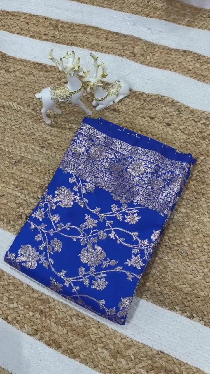 Peachmode Blue Kanjivaram Soft Silk Zari Saree - Video 2