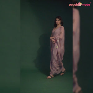 Pink Sequins Embroidered Georgette Saree