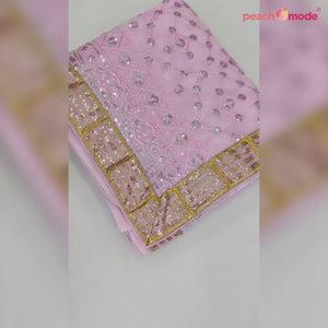 Pink Sequins Embroidered Georgette Saree