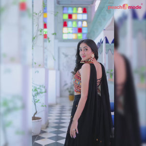 Black Sequins Embroidered Georgette Lehenga Choli