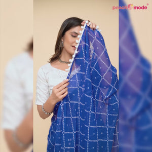 Blue Bandhani Printed Georgette Saree