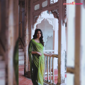 Blue Floral Printed Chiffon Saree