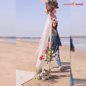 Blue Foil Printed Rayon Naira Cut Suit