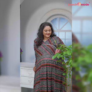 Black Bandhani Printed Rayon Long Kurti