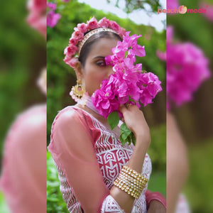 Rust Sequins Embroidered Net Semi Stitched Lehenga Choli