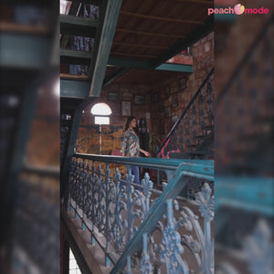 Blue & Green Printed Muslin Top