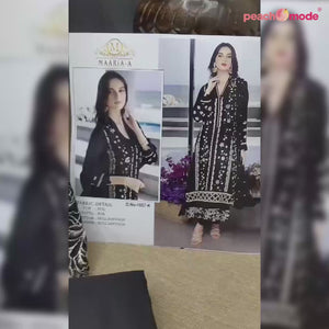 Black Floral Embroidered Georgette Semi Stitched Pakistani Suit