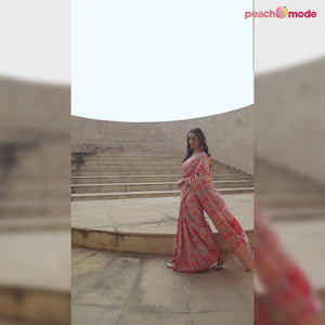 Pink Floral Woven Pure Cotton Saree