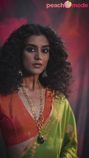 Green Banarasi Silk Saree with Floral Zari Weaving