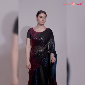 Black Sequins Embroidered Georgette Saree