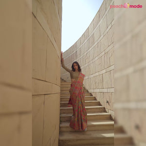 Chikoo Floral Woven Pure Cotton Saree