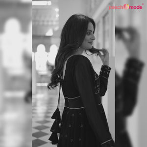 Black Sequins Embroidered Georgette Gown