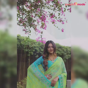 Pink Geometric Printed Georgette Saree