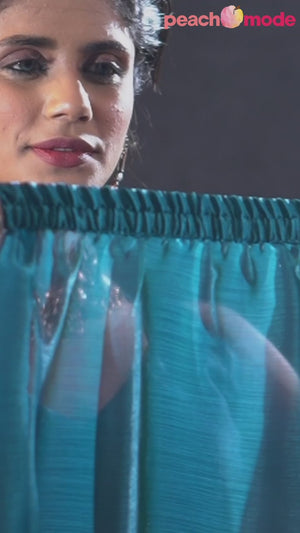 Sky Blue Ready-to-Wear Chiffon Saree in Minimal Solid Pattern for a Classy Vibe