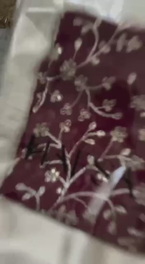 Peachmode Cream Viscose Georgette Sequins Saree - Video 2