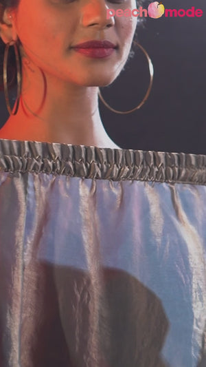 Lava Grey Solid With Diamond Work Satin Ready To Wear Saree