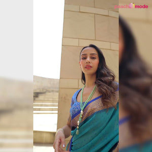 Rama Green Weaved Patola Tussar Silk Saree With Tassels